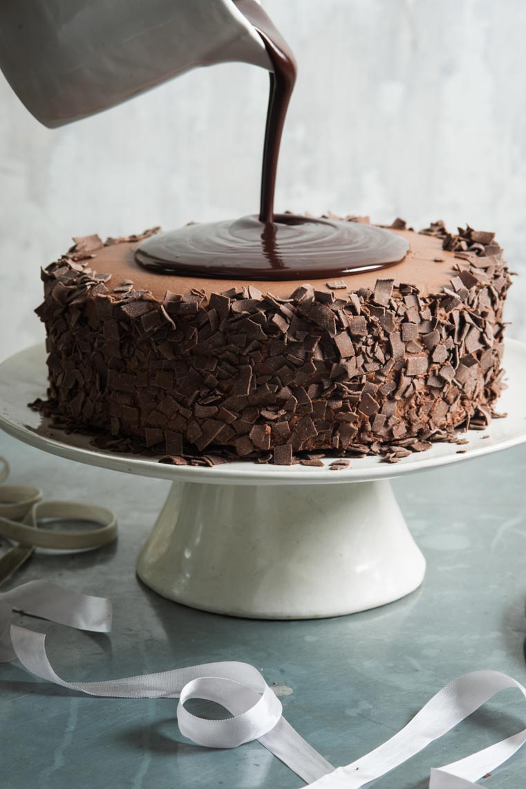 Pouring Chocolate on Cake NYC Food Photographer